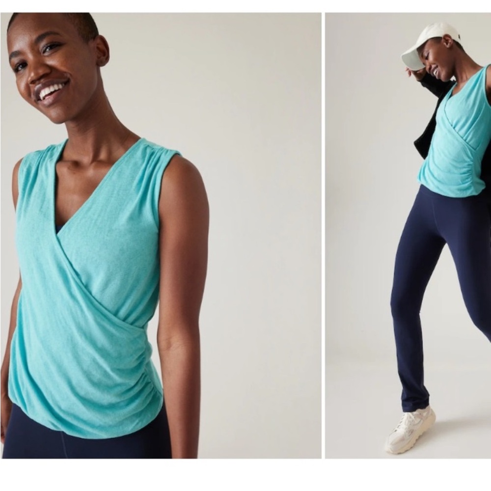 Athleta NWT Breezy Wrap Tank XS Aqua Top